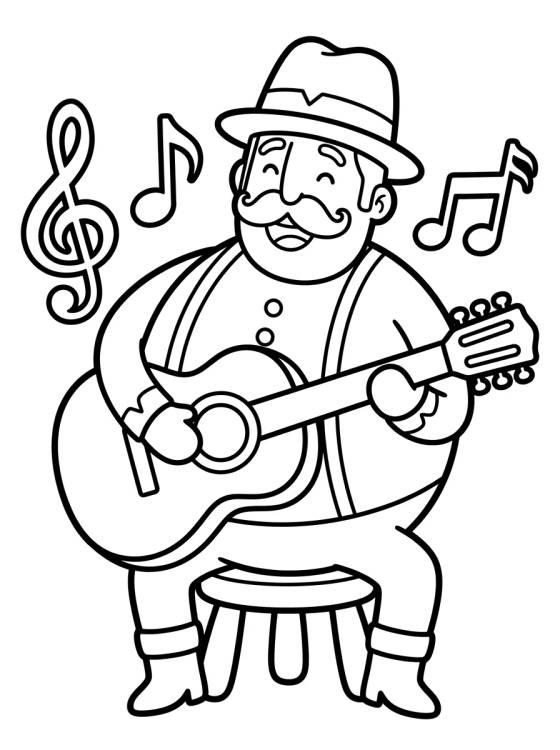 Desenho de Bita Tocando la Guitarra para colorir e imprimir grátis