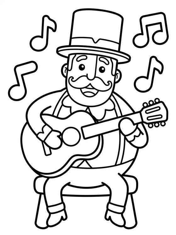 Desenho de Bita Tocando la Guitarra para colorir e imprimir grátis