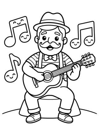 Desenho de Bita Tocando la Guitarra para colorir e imprimir grátis