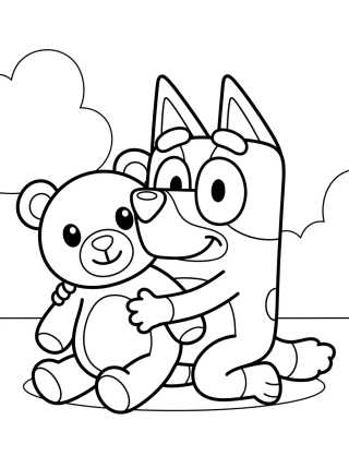 Desenho de Bluey Jugando con su Osito para colorir e imprimir grátis