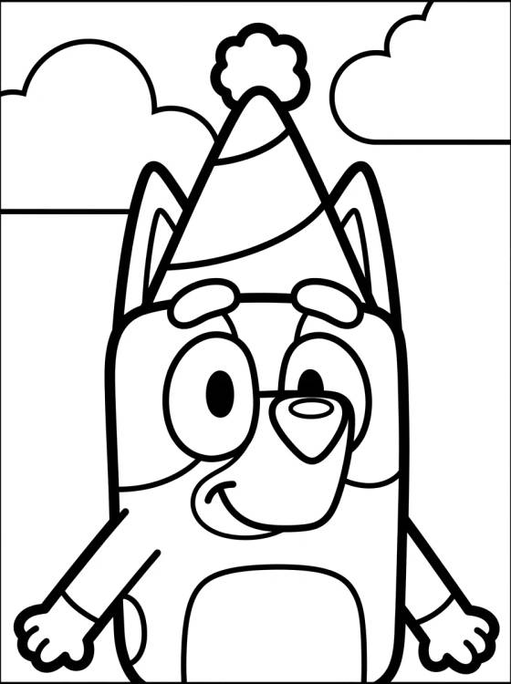 Desenho de Bluey con Sombrero Divertido para colorir e imprimir grátis