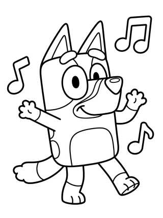 Desenho de Bluey Bailando Feliz para colorir e imprimir grátis