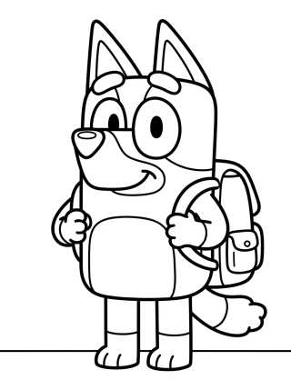 Desenho de Bluey con Mochila Escolar para colorir e imprimir grátis