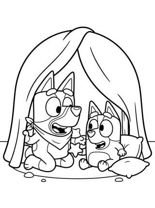 Desenho de Bluey y Bingo Jugando para colorir e imprimir grátis
