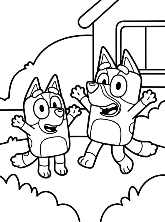 Desenho de Bluey y Bingo Jugando Juntas para colorir e imprimir grátis