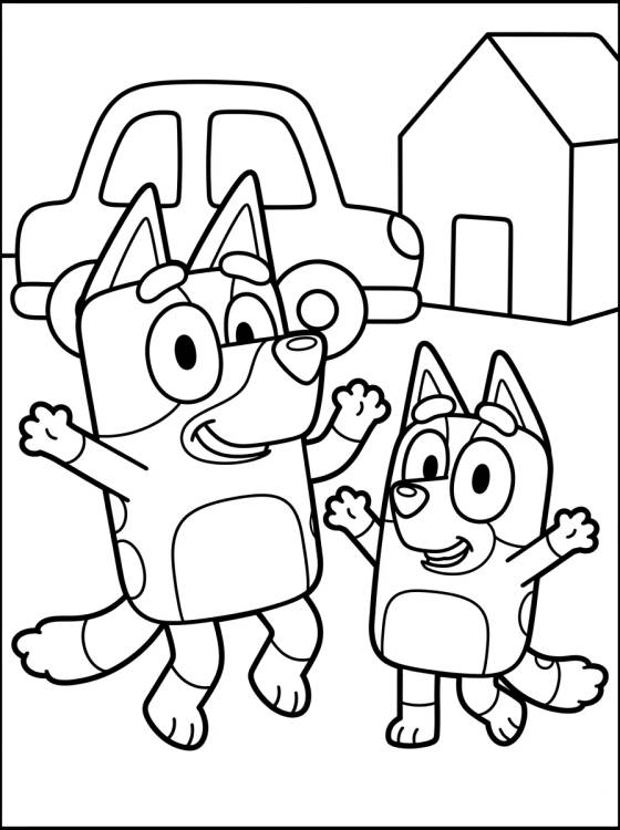 Desenho de Bluey y Bingo Jugando Juntas para colorir e imprimir grátis