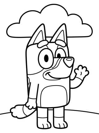 Desenho de Bluey feliz saludando para colorir e imprimir grátis