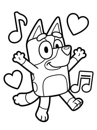 Desenho de Bluey Feliz Bailando para colorir e imprimir grátis