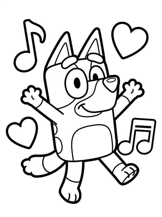 Desenho de Bluey Feliz Bailando para colorir e imprimir grátis
