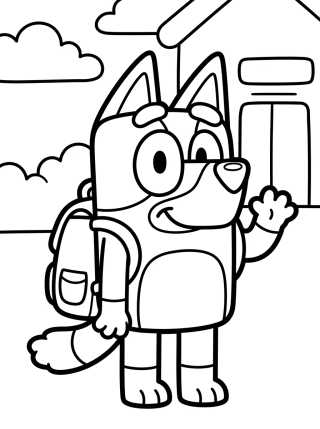 Desenho de Bluey Lista para la Escuela para colorir e imprimir grátis