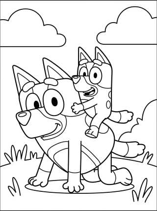 Desenho de Papá Bandit y Bluey para colorir e imprimir grátis