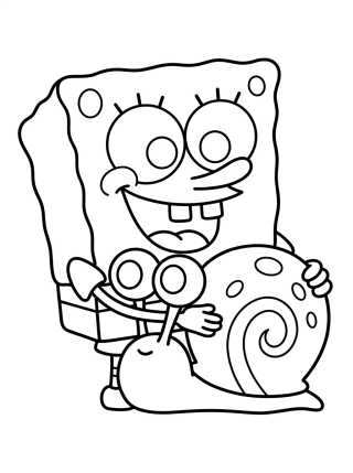 Desenho de Bob Esponja y Gary para colorir e imprimir grátis