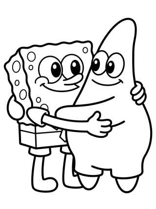 Desenho de Bob Esponja y Patricio Amigos para colorir e imprimir grátis