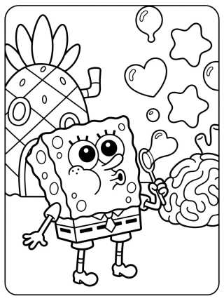 Desenho de Bob Esponja Haciendo Burbujas para colorir e imprimir grátis