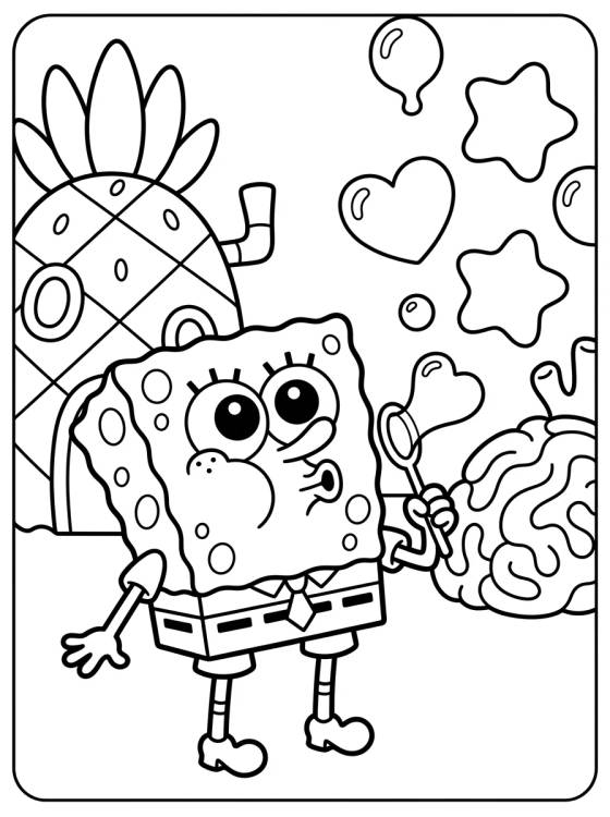 Desenho de Bob Esponja Haciendo Burbujas para colorir e imprimir grátis