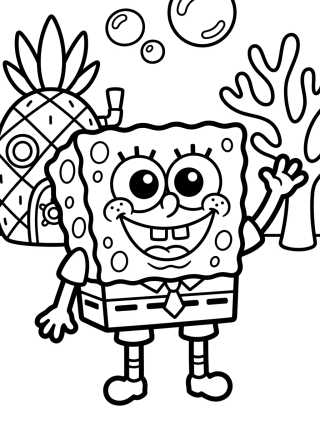 Desenho de Bob Esponja Feliz Saludando para colorir e imprimir grátis