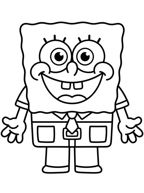 Desenho de Bob Esponja Sonriente y Kawaii para colorir e imprimir grátis