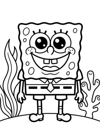 Desenho de Bob Esponja Sonriente Tierno para colorir e imprimir grátis