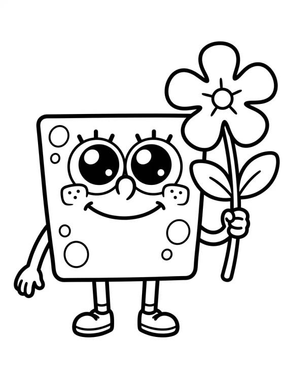 Desenho de Bob Esponja Sonriente Kawaii para colorir e imprimir grátis