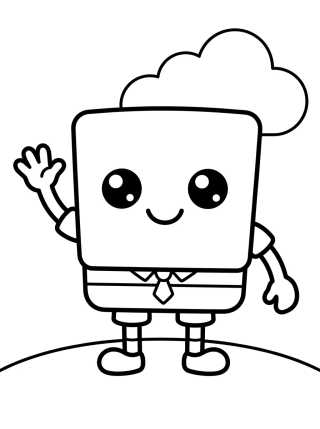 Desenho de Bob Esponja Sonriente Kawaii para colorir e imprimir grátis