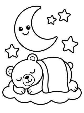 Desenho de Bobbie durmiendo bajo la luna para colorir e imprimir grátis