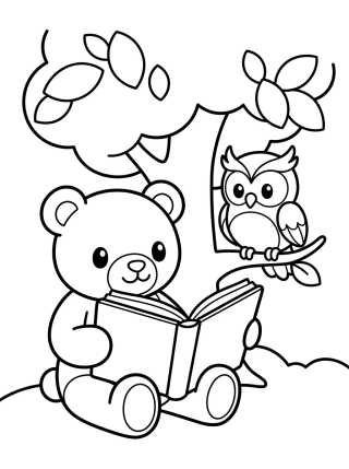 Desenho de Bobbie y el Buhíto Leyendo un Libro para colorir e imprimir grátis
