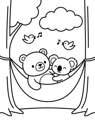 Desenho de Bobbie y el Coala en la Hamaca para colorir e imprimir grátis