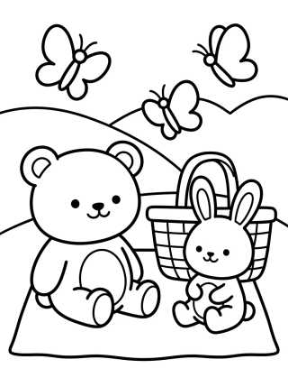 Desenho de Bobbie y el Conejito de Picnic para colorir e imprimir grátis