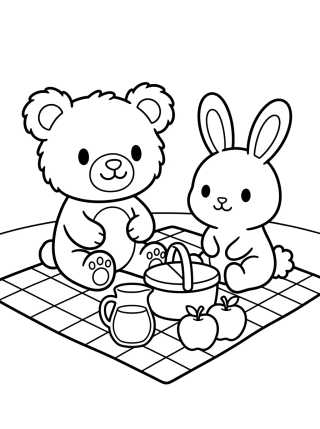 Desenho de Bobbie y el conejo de picnic para colorir e imprimir grátis