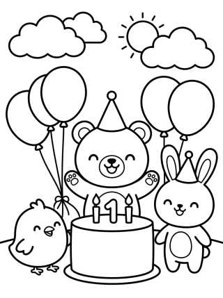 Desenho de Fiesta de Cumpleaños de Bobbie y Amigos para colorir e imprimir grátis