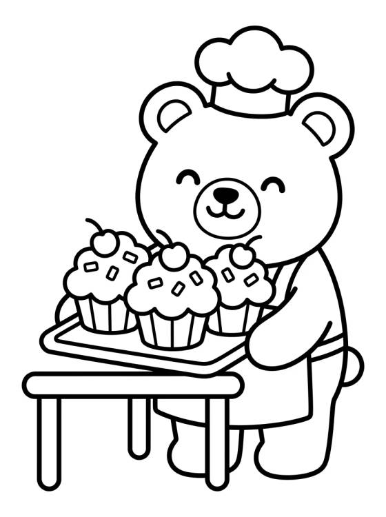 Desenho de Bobbie Horneando Cupcakes para colorir e imprimir grátis