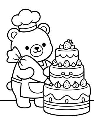 Desenho de Bobbie Decorando un Pastel Tierno para colorir e imprimir grátis