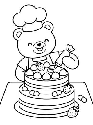 Desenho de Bobbie Decorando una Torta para colorir e imprimir grátis