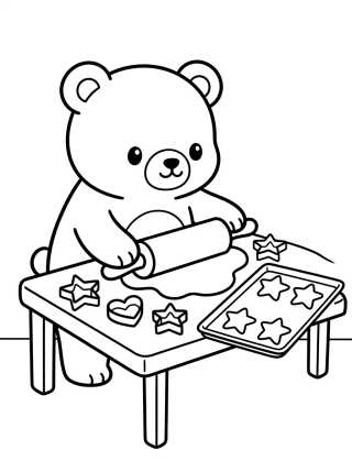 Desenho de Bobbie haciendo galletas de estrellita para colorir e imprimir grátis