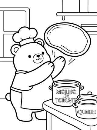 Desenho de Bobbie Mini Chef de Pizza para colorir e imprimir grátis