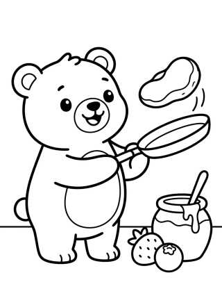 Desenho de Bobbie Preparando Panqueques Voladores para colorir e imprimir grátis