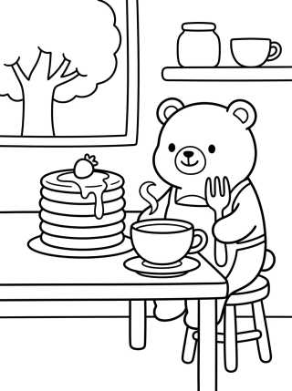 Desenho de Bobbie Tomando Té con Hot Cakes para colorir e imprimir grátis