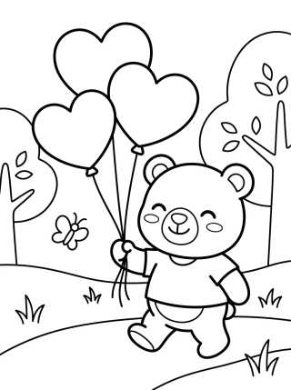 Desenho de Bobbie Paseando en el Parque con Globos para colorir e imprimir grátis