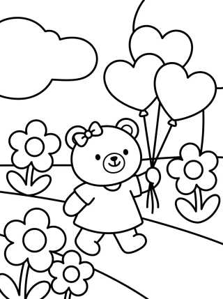 Desenho de Bobbie Paseando en el Parque con Globos para colorir e imprimir grátis