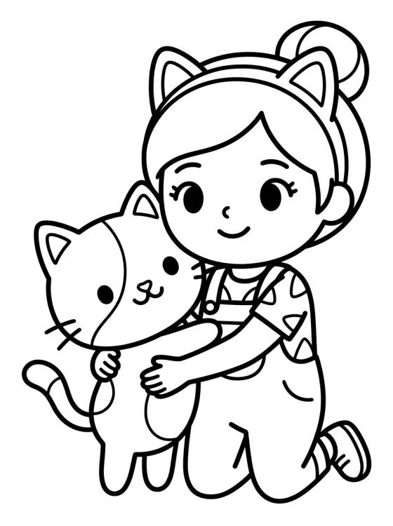 Desenho de Pandy Gato Abrazando a Gabby para colorir e imprimir grátis