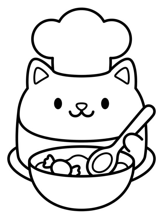 Desenho de Pastelillo Gato Chef de Cocina para colorir e imprimir grátis
