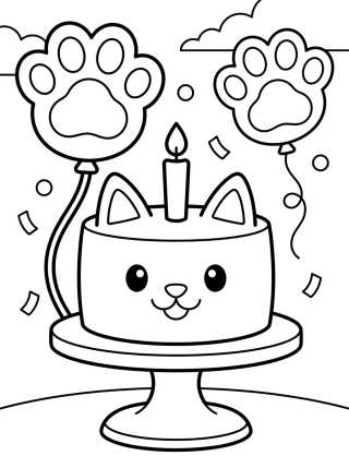 Desenho de Pastelillo con Globos de Fiesta para colorir e imprimir grátis