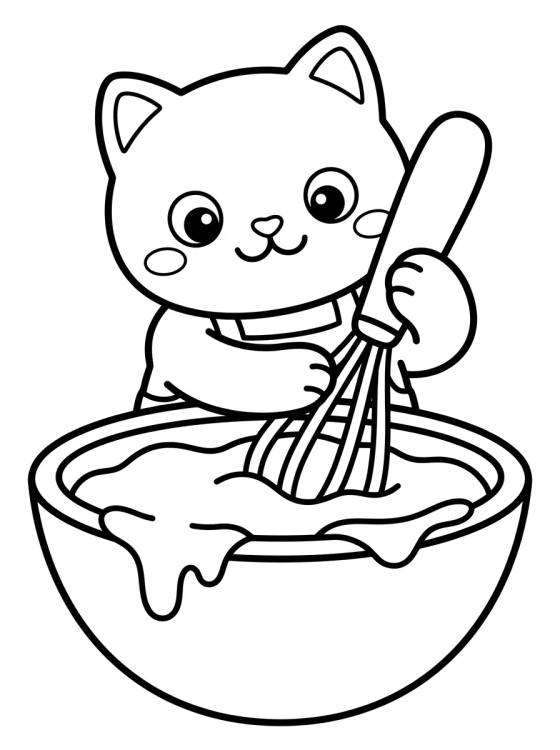 Desenho de Pastelgato con Batidora Mágica para colorir e imprimir grátis