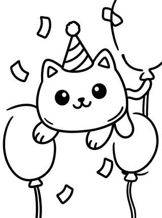 Desenho de Pastelillo con Globos de Fiesta para colorir e imprimir grátis