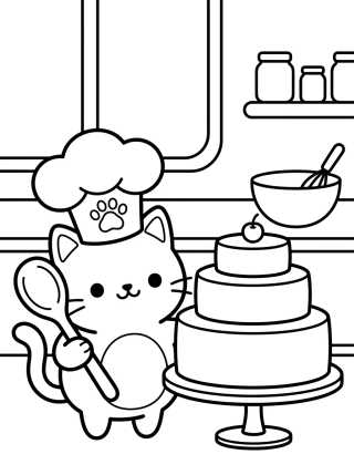Desenho de Pastelillo Repostero en la Cocina para colorir e imprimir grátis