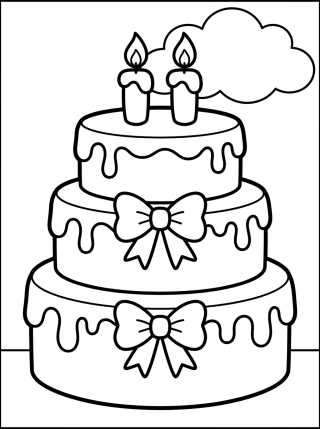 Desenho de Pastel de Cumpleaños Festivo para colorir e imprimir grátis