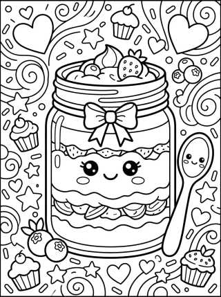 Desenho de Pastel en Frasco Kawaii para colorir e imprimir grátis