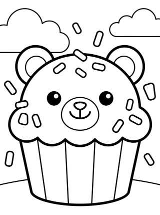 Desenho de Cupcake con Forma de Osito para colorir e imprimir grátis