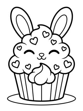 Desenho de Cupcake Disfraz de Conejito para colorir e imprimir grátis
