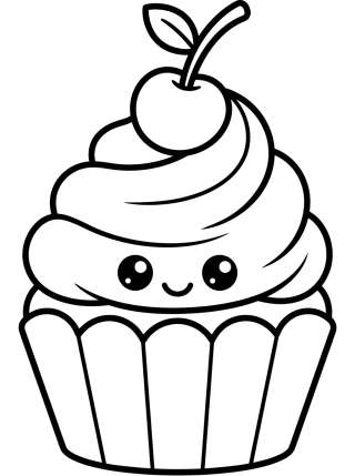 Coleção de desenhos para colorir: Pasteles y Cupcakes Kawaii para Colorear